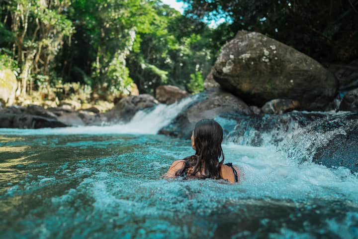 A private guided moment beside a Puerto Rican waterfall
