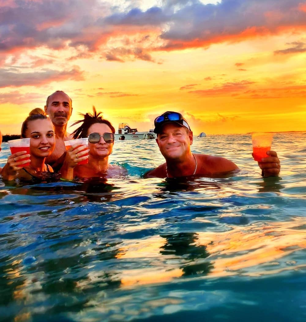 One private group swimming together at sunset in La Parguera